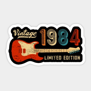 Vintage 1984 Birthday Retro Musician Guitar Player Sticker